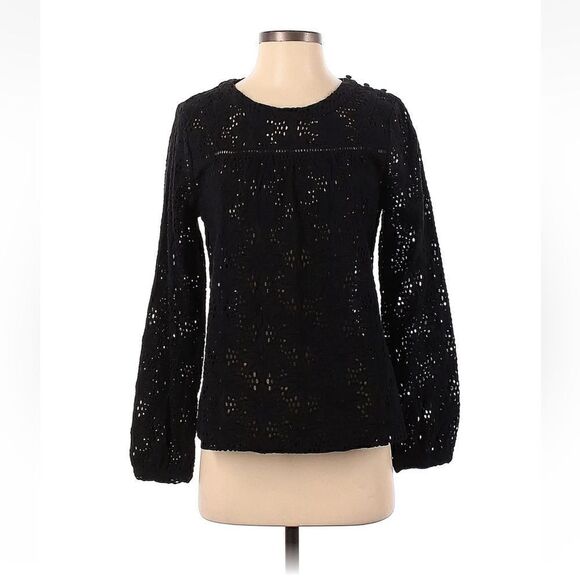 Urban Outfitters L’affaire Black Floral Eyelet Designed Top (Size: Small) - Picture 5 of 15